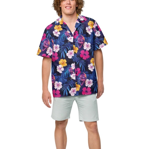 Shiprocked Skully Floral Hawaiian Shirt - Picture 2 of 6